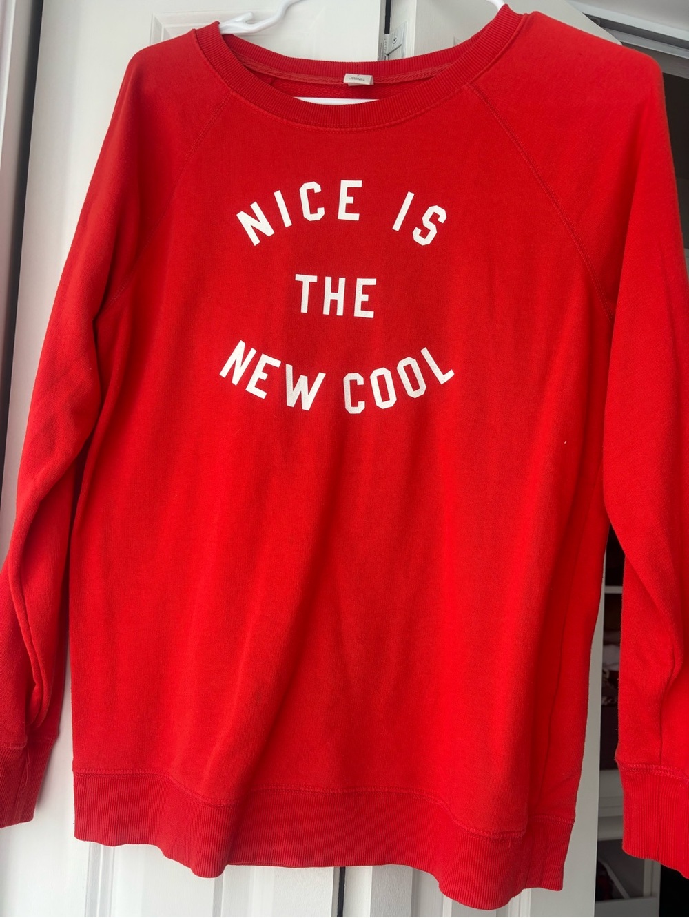 Old Navy Red Crewneck Sweatshirt with White Graphic